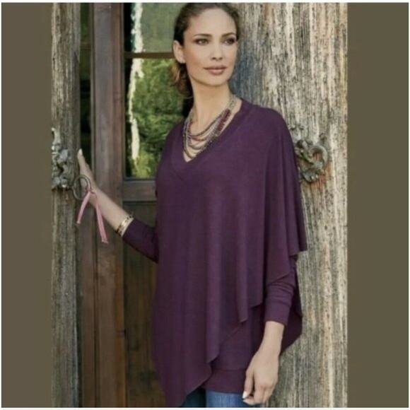 Soft Surroundings Tops - Soft Surrounding Madeleine Tunic Blouse Top V-Neck Size Large Plum Purple